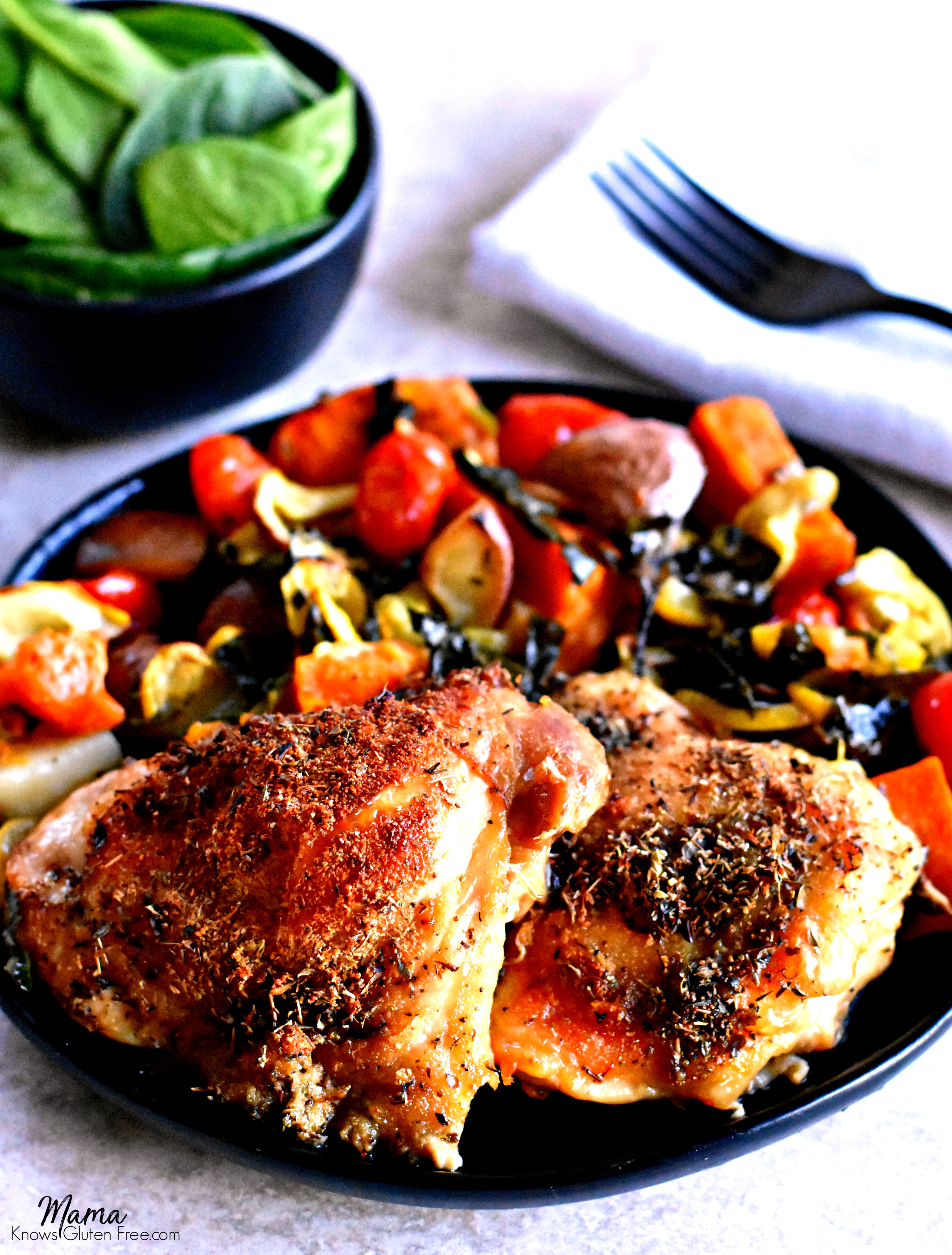 crispy and tender baked chicken thighs