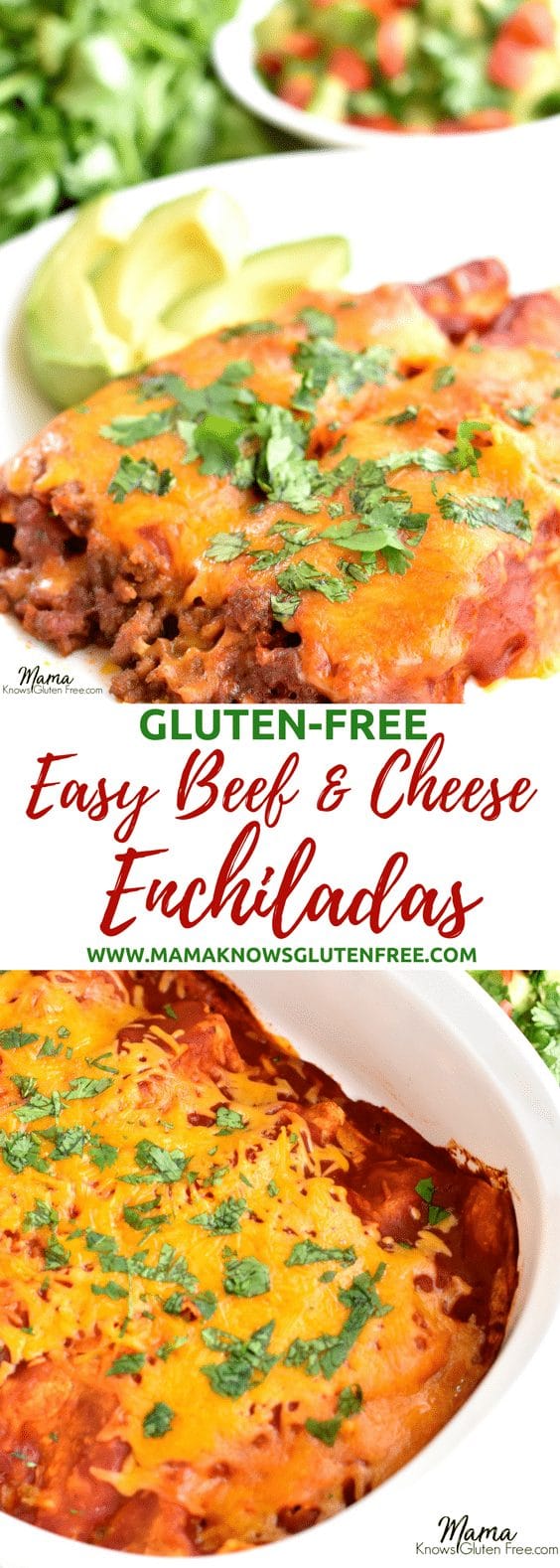 gluten-free beef and cheese enchiladas Pinterest pin