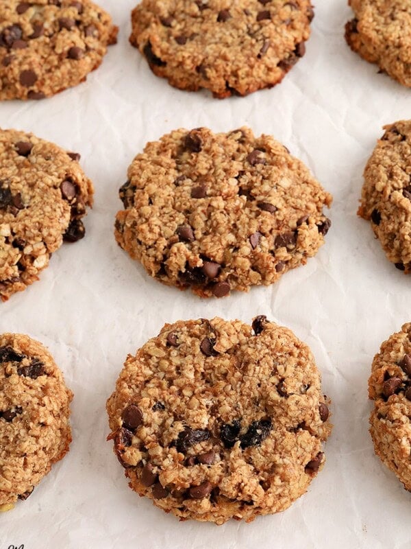 gluten-free breakfast cookies on a white baking sheet
