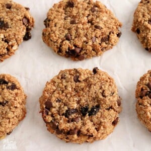 gluten-free breakfast cookies on a white baking sheet