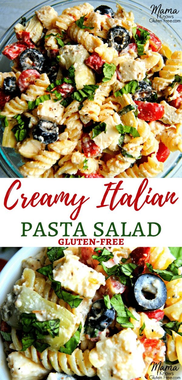 Gluten-Free Creamy Italian Pasta Salad Pinterest Pin A