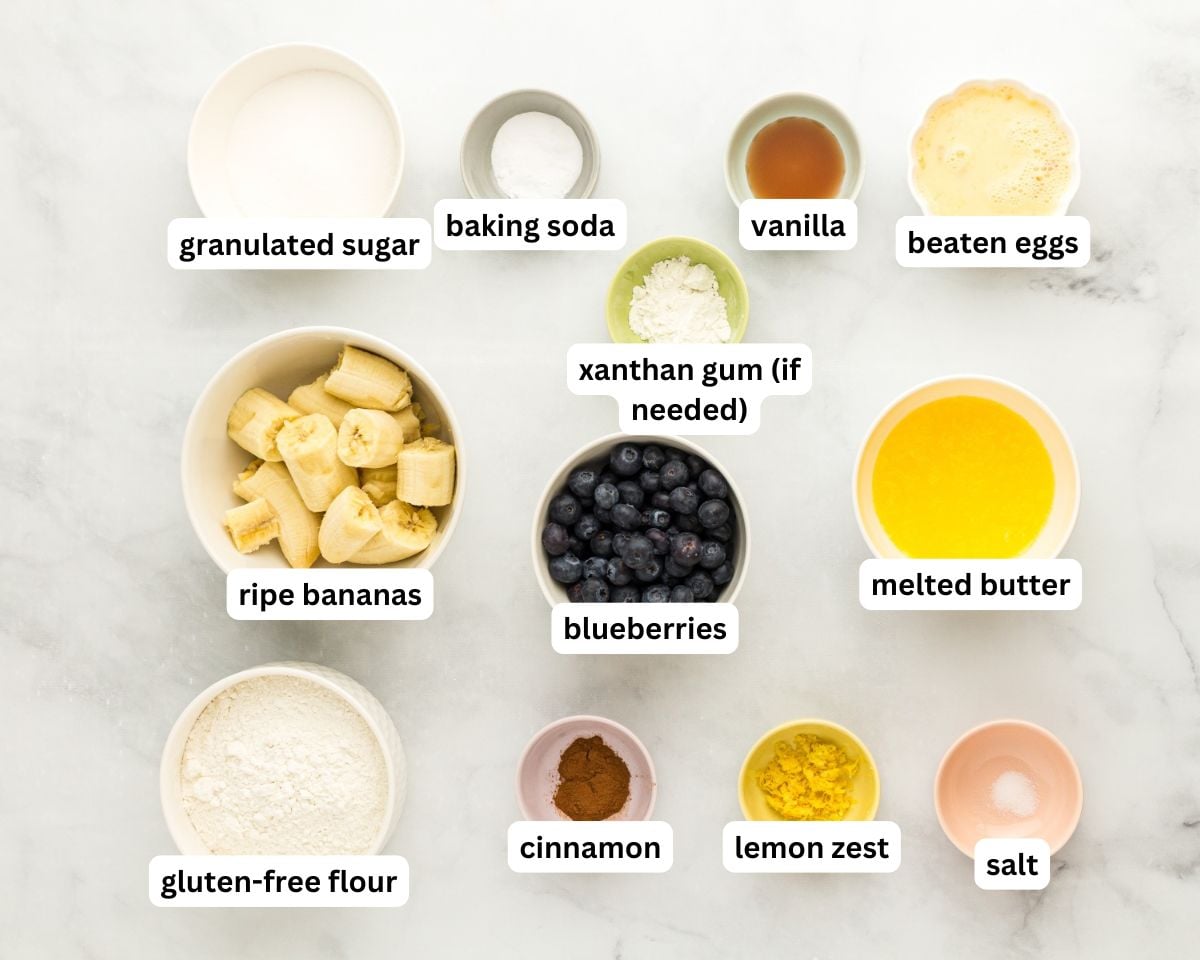 gluten-free blueberry banana muffins ingredients