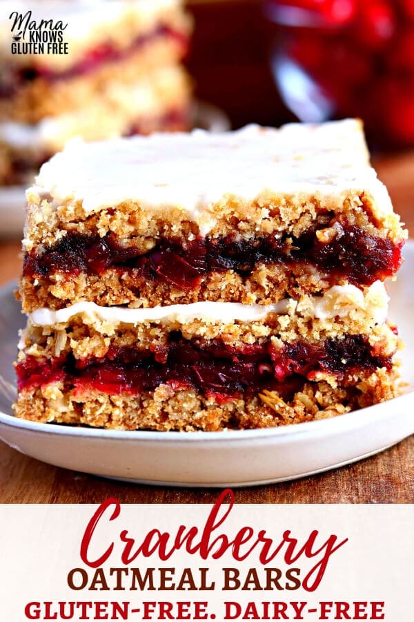 gluten-free cranberry oatmeal bars Pinterest pin
