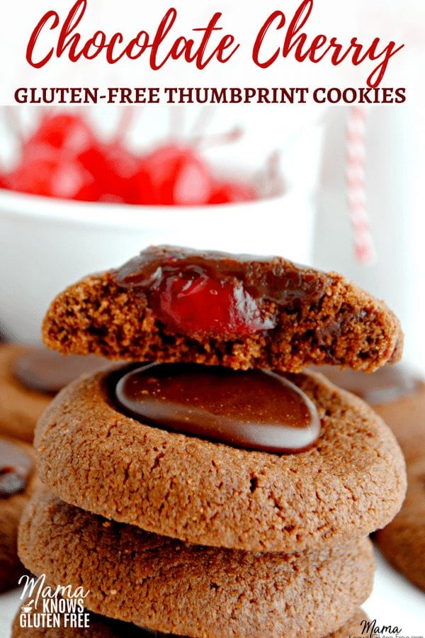 Gluten-free Chocolate Cherry Thumbprint Cookies Pinterest pin