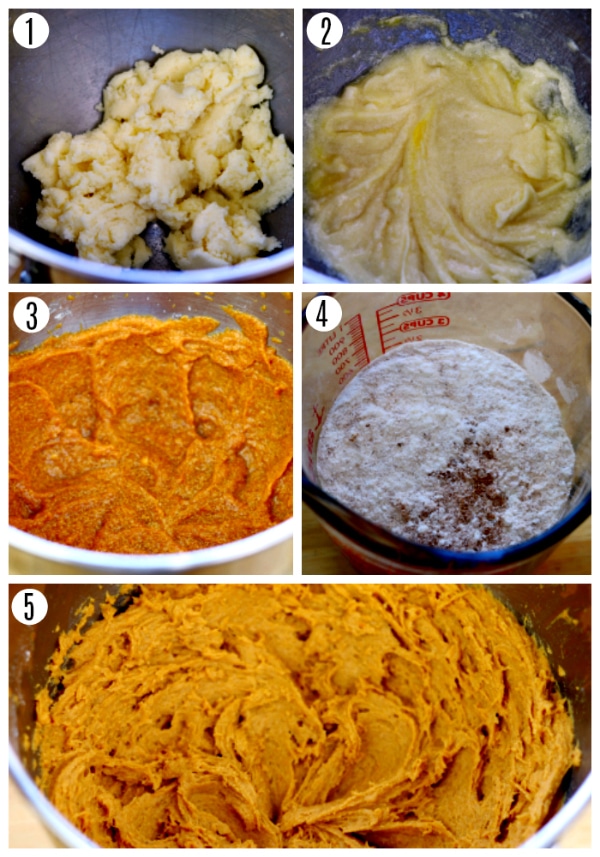 gluten-free pumpkin bread cookies recipe step 1-5 photo collage