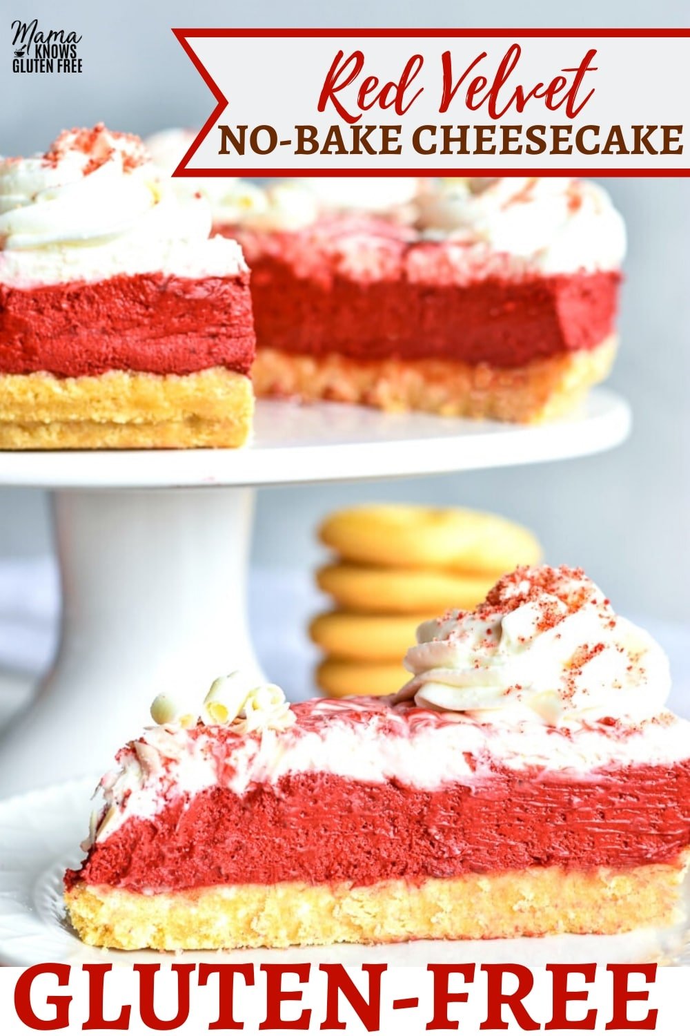 gluten-free red velvet no-bake cheesecake Pinterst pin