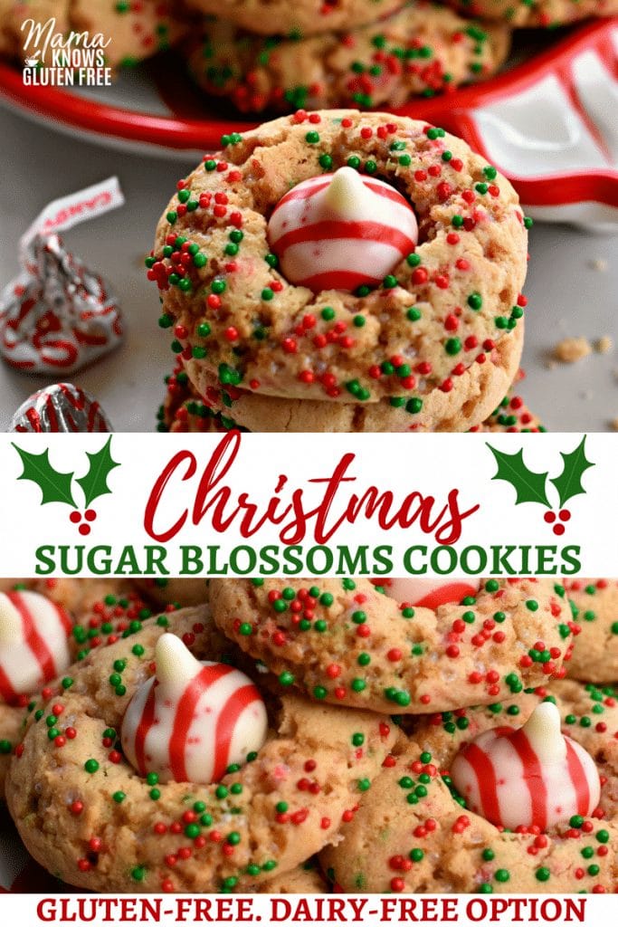 gluten-free Christmas Sugar Blossoms Cookies