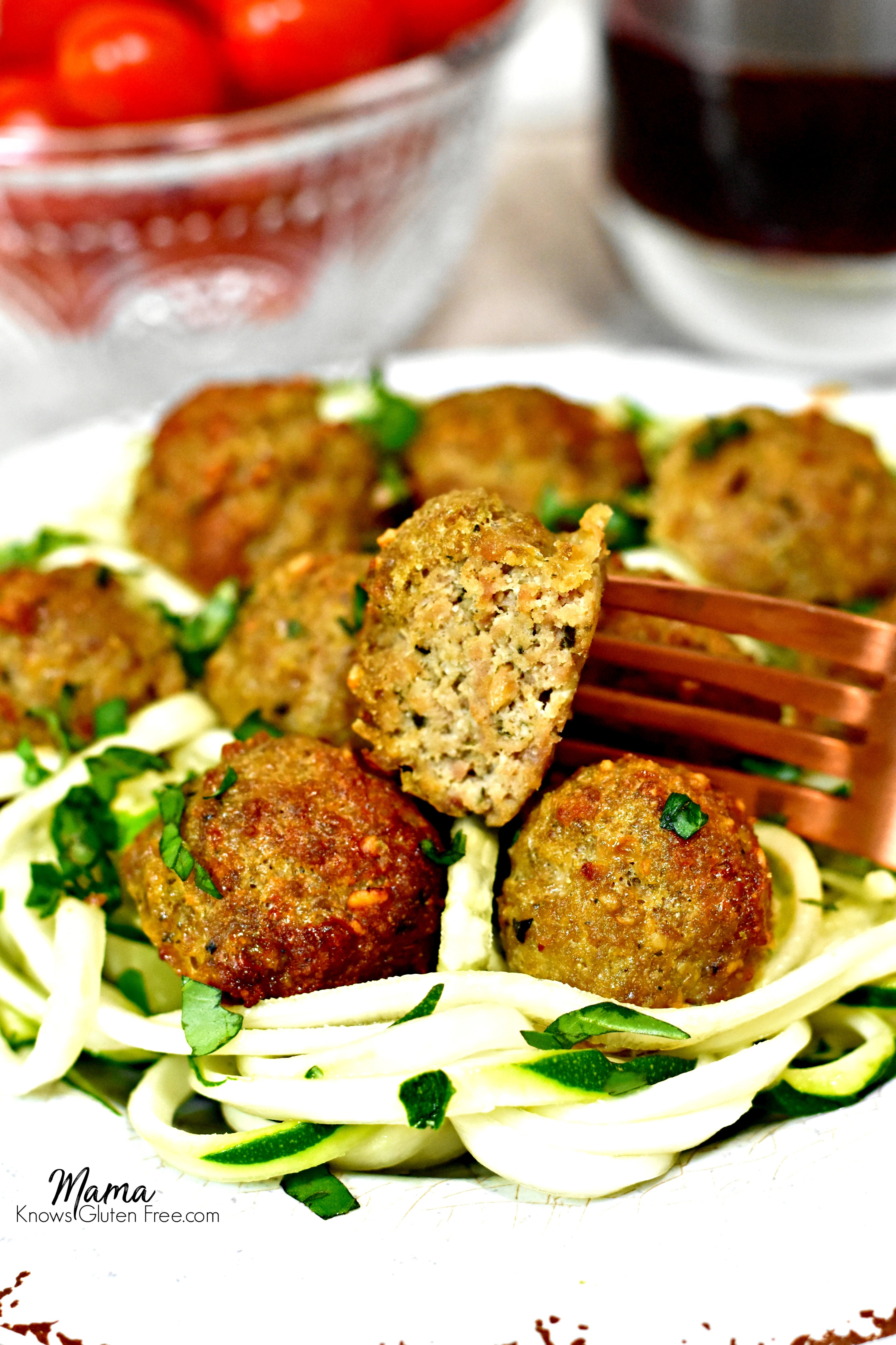 Paleo Pesto Turkey Meatballs Bite