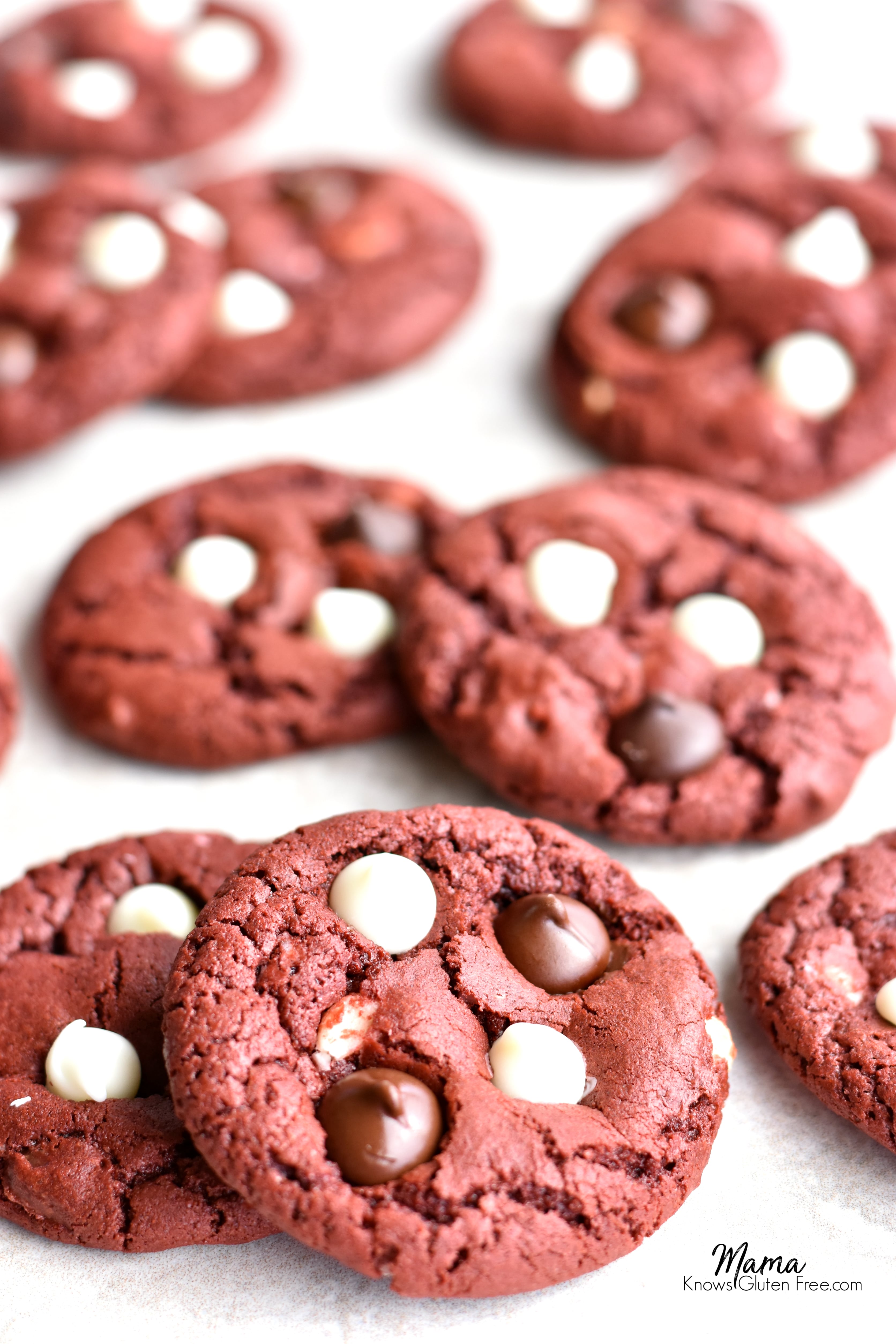 gluten-free red velvet chocolate chip cookies