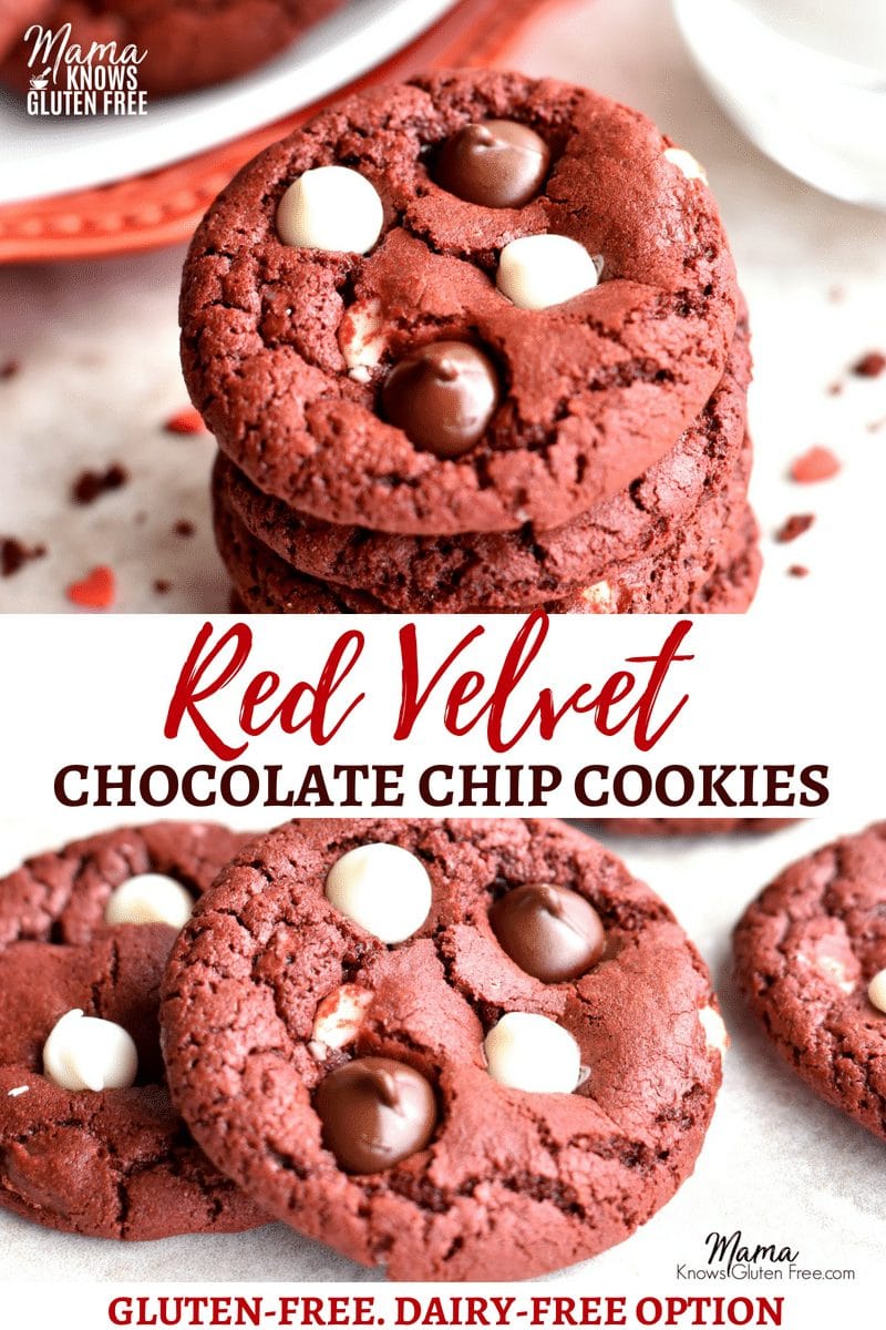 Gluten-Free red velvet chocolate chip cookies
