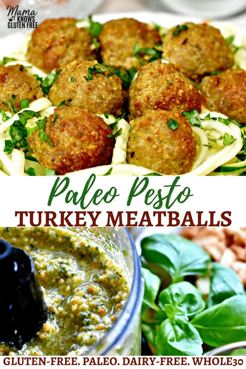 Paleo Pesto Turkey Meatballs Pinterest pin