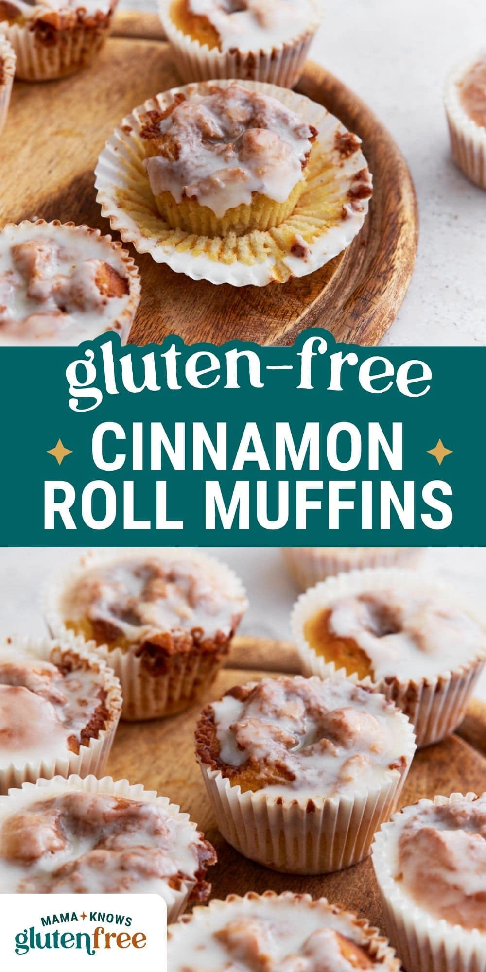 gluten free cinnamon roll muffins pin image