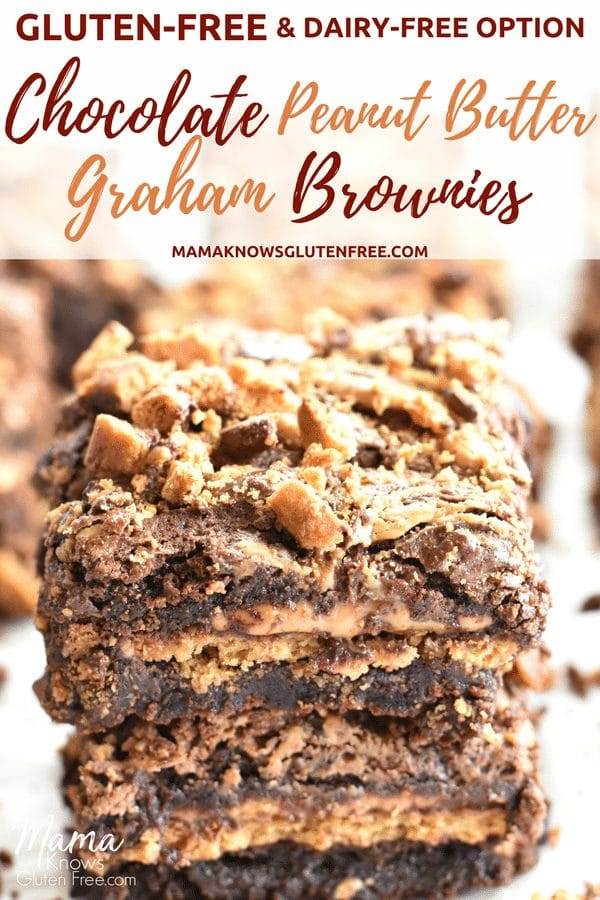 gluten-free chocolate peanut butter brownies Pinterest pin