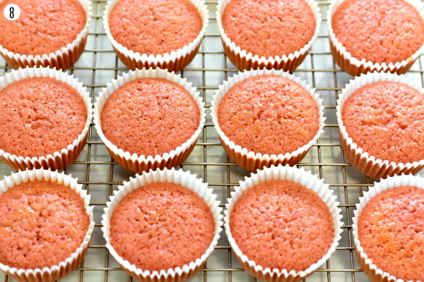 gluten-free strawberry cupcakes cooling step