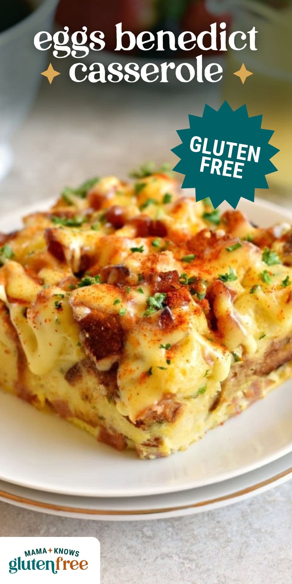 gluten free eggs benedict casserole pin image