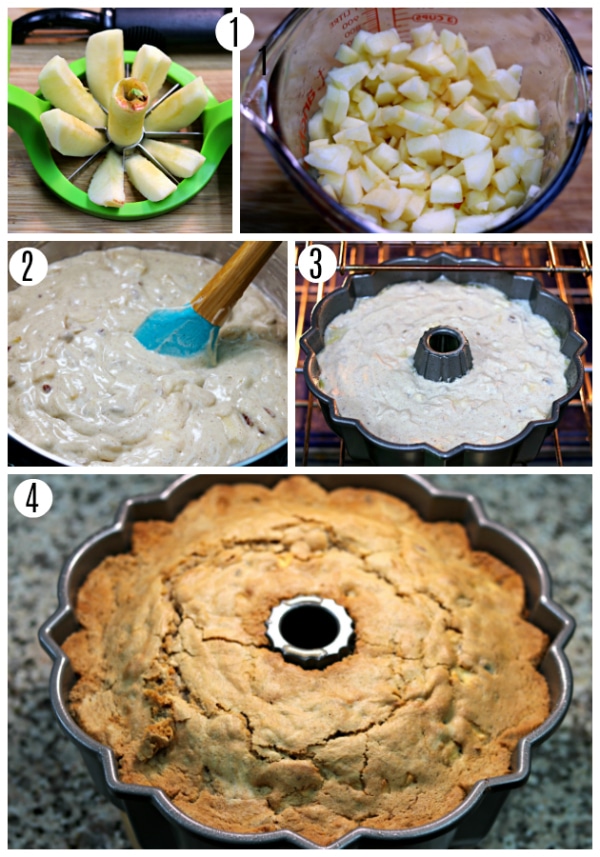 gluten-free apple dapple bundt cake steps 1-4