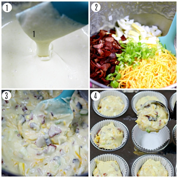 Gluten-Free Bacon, Egg and Cheese Muffins steps 1-4