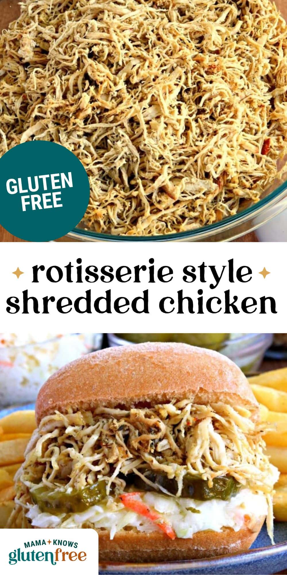 Rotisserie Style Shredded Chicken pin image