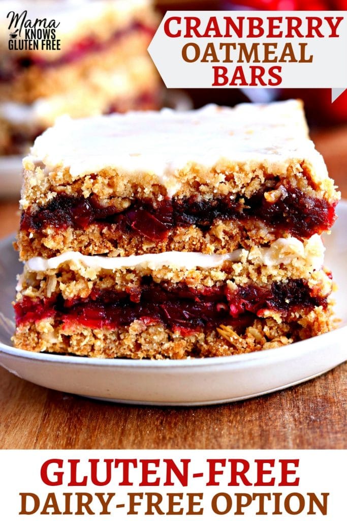 gluten-free cranberry oatmeal bars Pinterest pin 2B