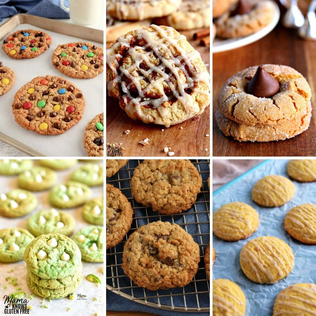 six gluten-free cookie recipes photo collage
