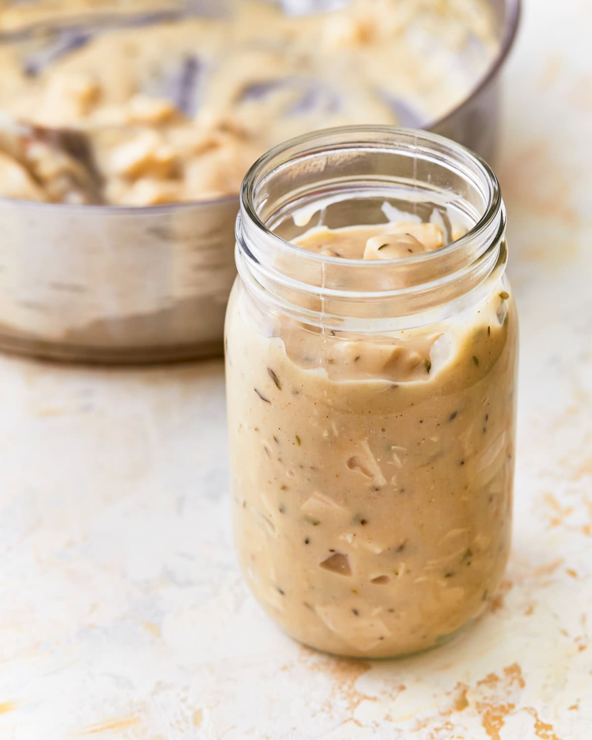 Gluten-free cream of chicken soup in a mason jar