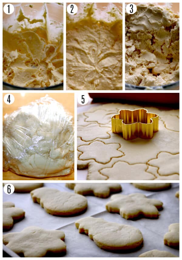 gluten-free cut out sugar cookie recipe steps 1-6