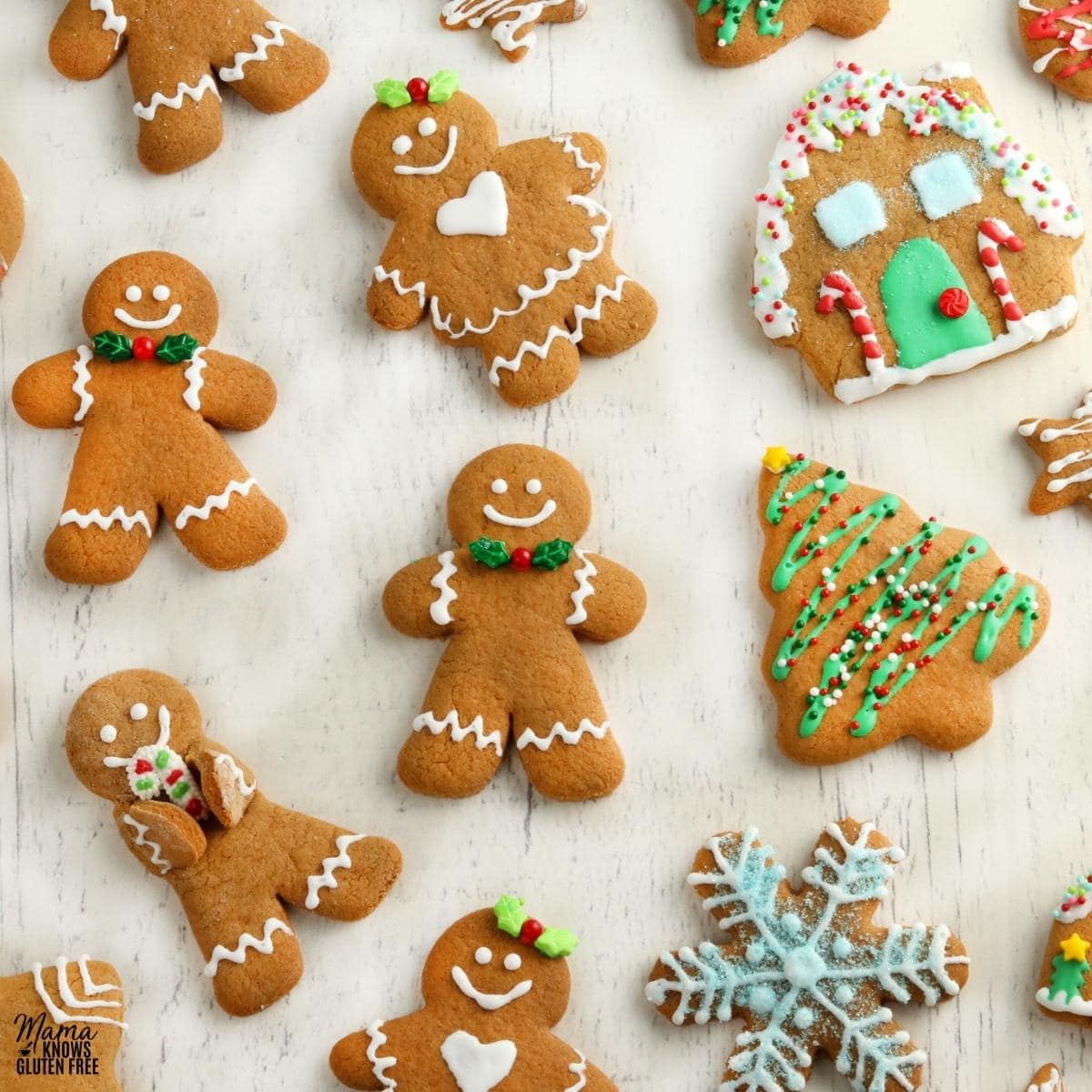 gluten-free gingerbread cookies on a white background
