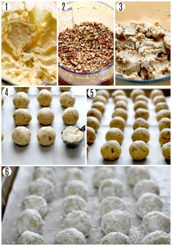 gluten-free snowball cookies recipe steps 1-6