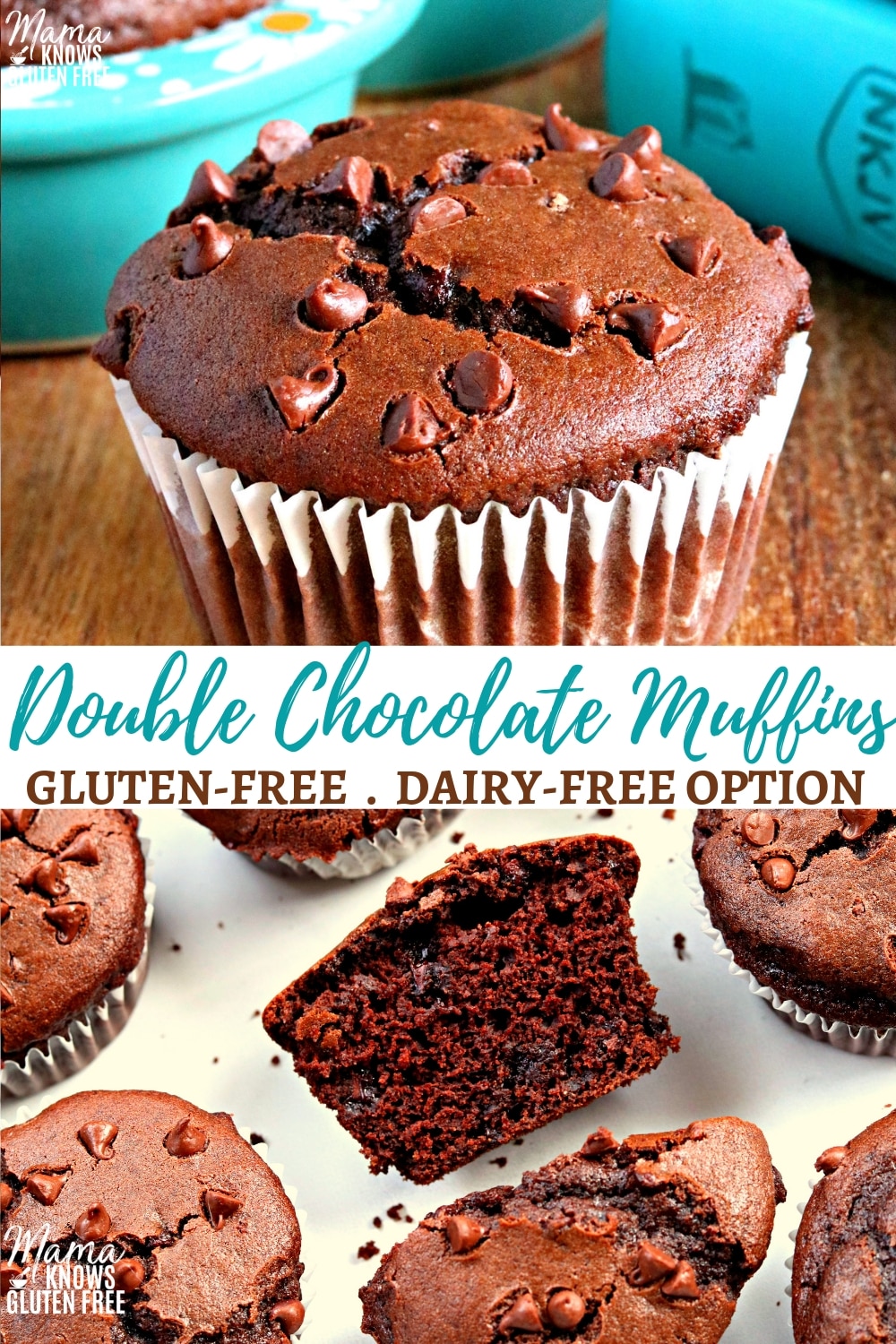 gluten-free double chocolate muffins Pinterest pin 1a