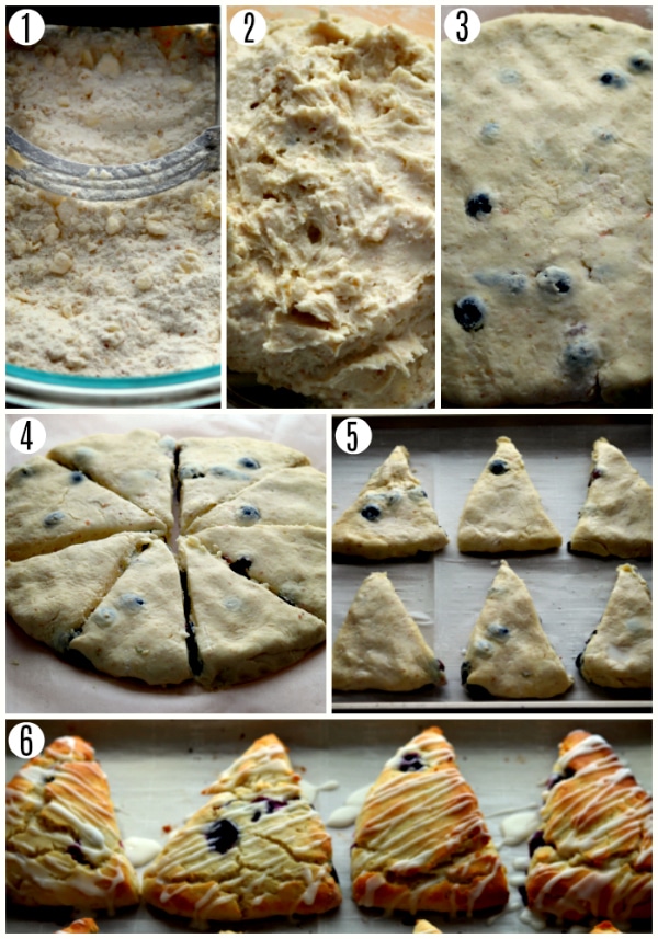 gluten-free blueberry scones recipe steps photo collage 1-6