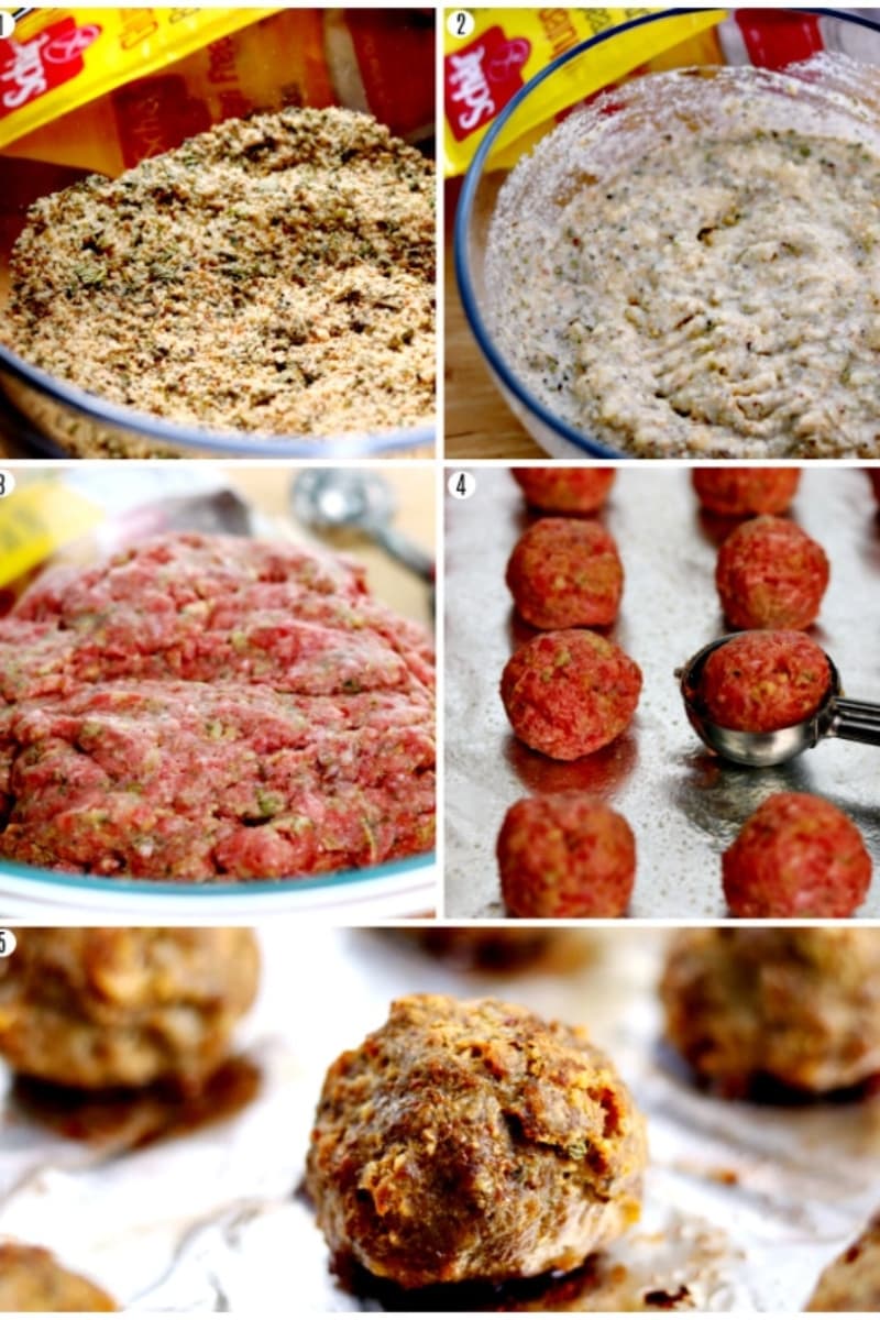 gluten-free meatballs recipe steps photo collage