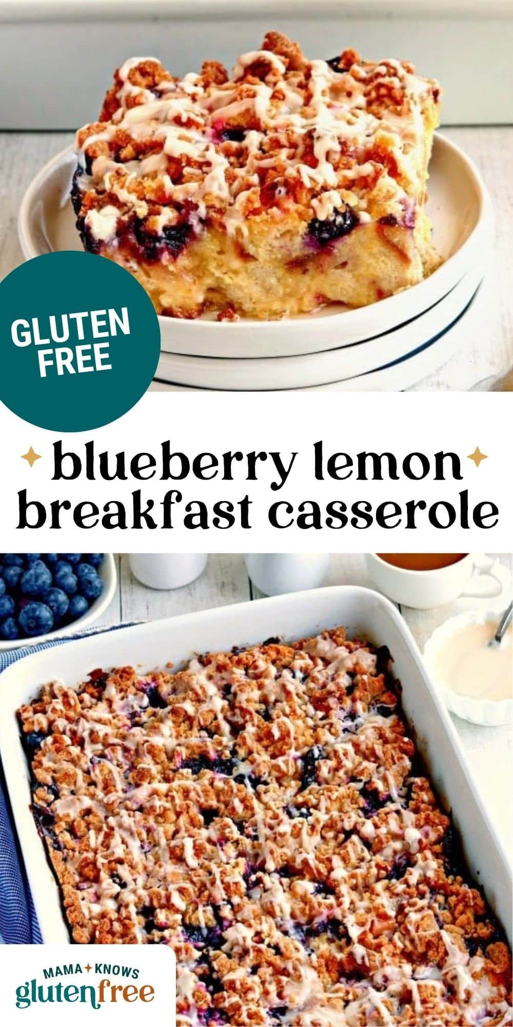 Gluten-Free Blueberry Lemon Breakfast Casserole pin image