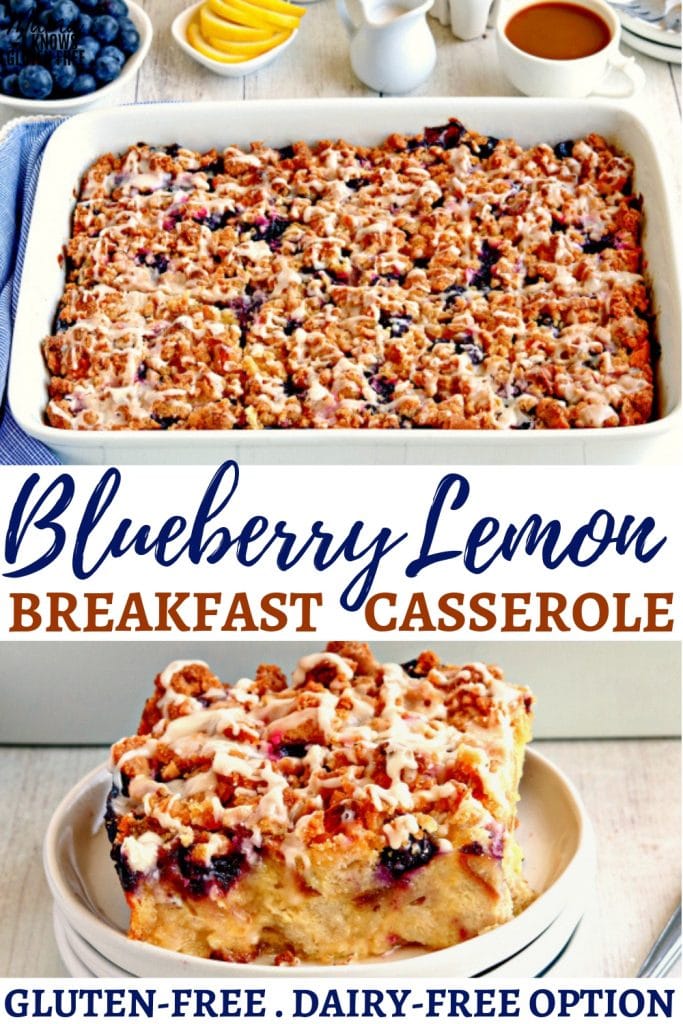 gluten-free blueberry lemon breakfast casserole Pinterest pin 1A