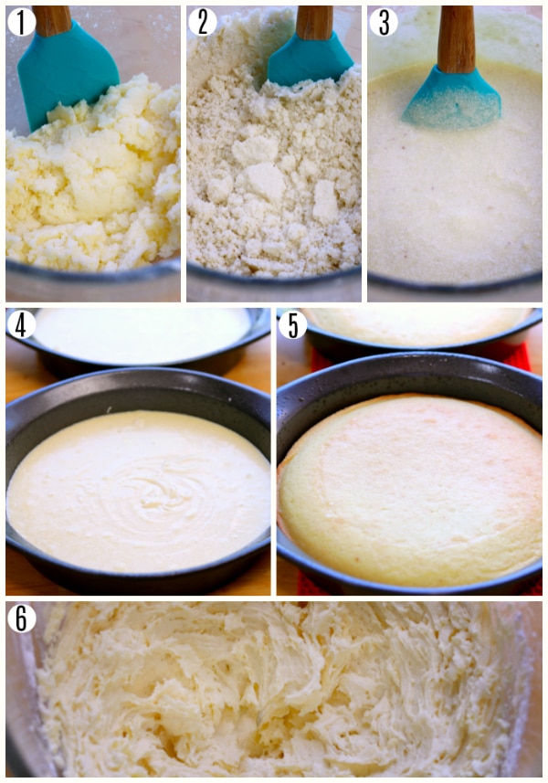 gluten-free lemon cake recipe steps photo collage