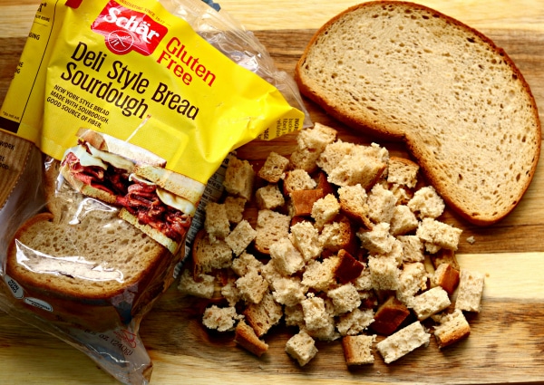 diced Scahr Deli Style Bread with a slice and package