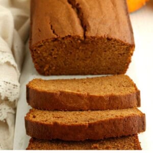 sliced loaf of gluten-free pumpkin bread