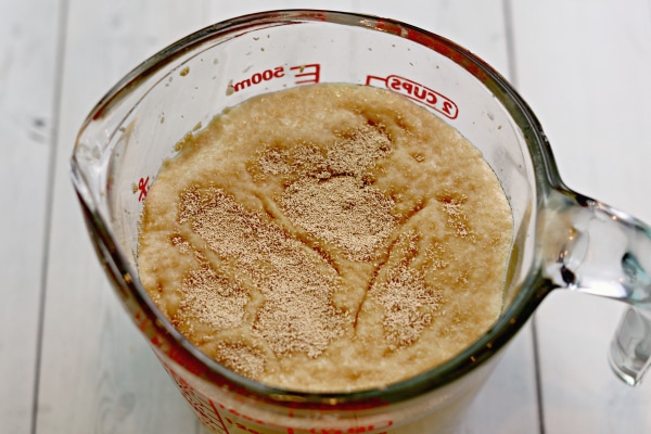 proofing yeast in a measuring cup