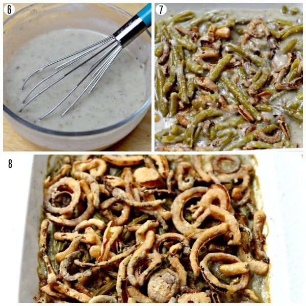 gluten-free green bean casserole recipe steps photo collage