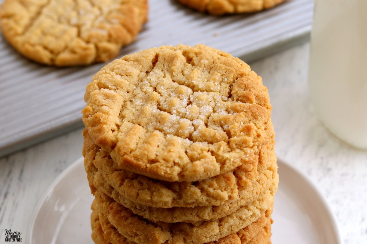 gluten-free peanut butter cookies on a white plate