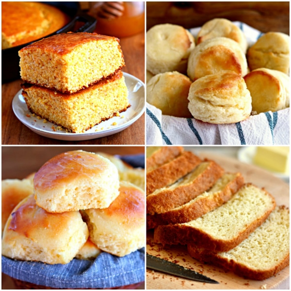 four gluten-free bread recipes photo collage