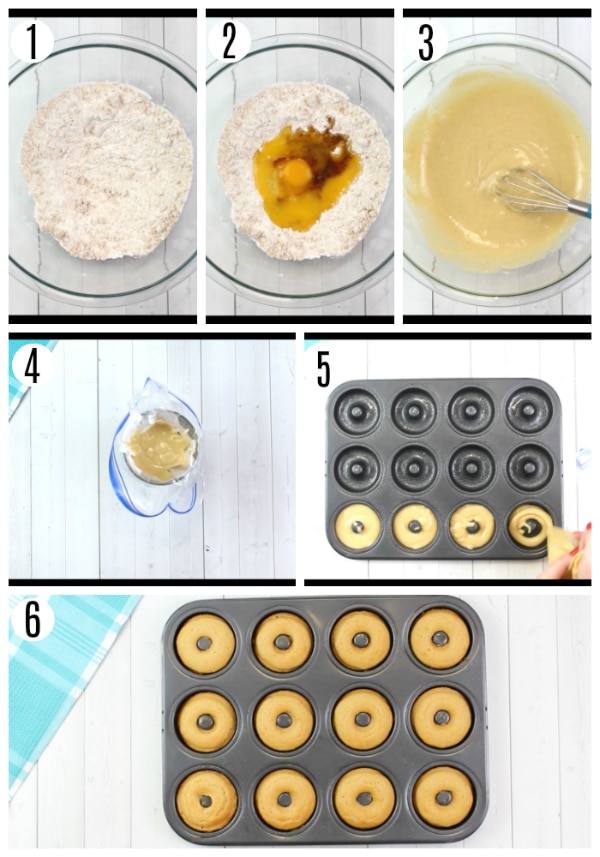 gluten-free vanilla donuts recipe steps 1-6 photo collage