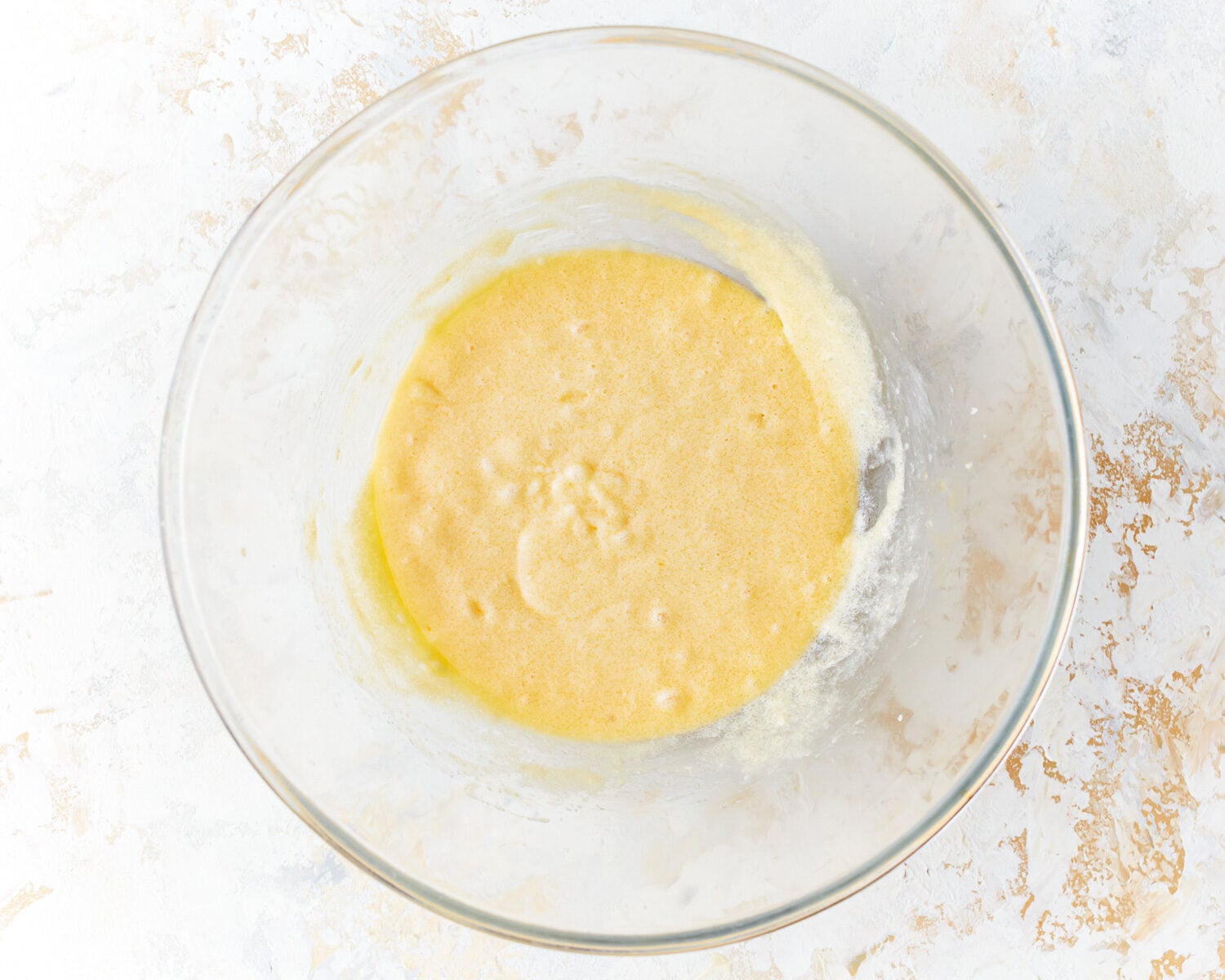 batter in a glass bowl.