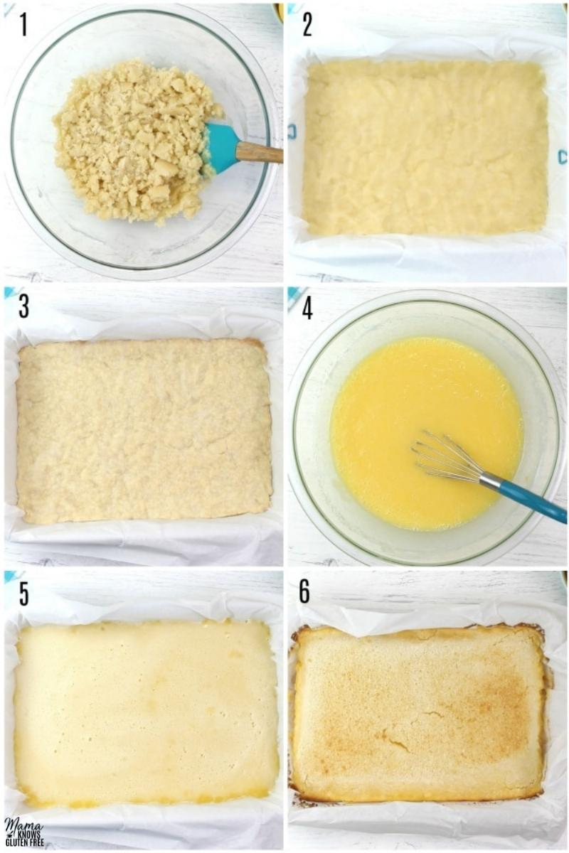 gluten-free lemon bars recipe steps photo collage 