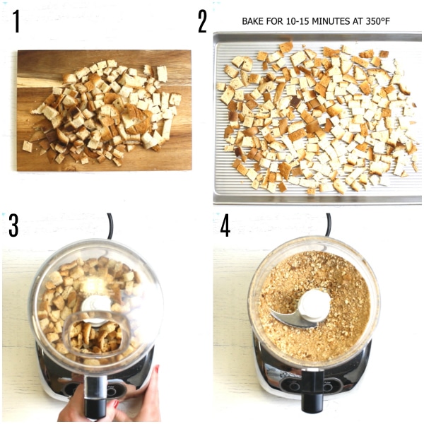 gluten-free bread crumbs recipe steps photo collage