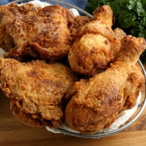 gluten-free fried chicken in a silver basket
