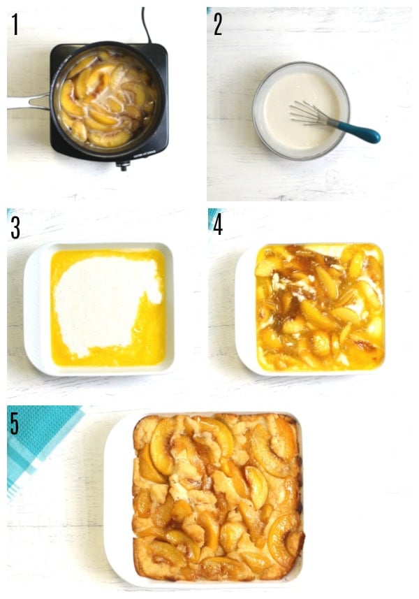 gluten-free peach cobbler recipe steps photos collage