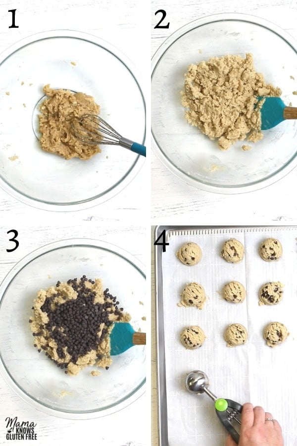 gluten-free cookie dough recipe steps photo collage