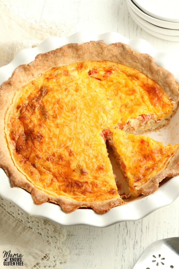 gluten-free quiche with slice cut