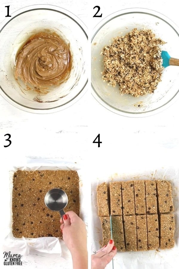 gluten-free granola bars recipe steps photo collage