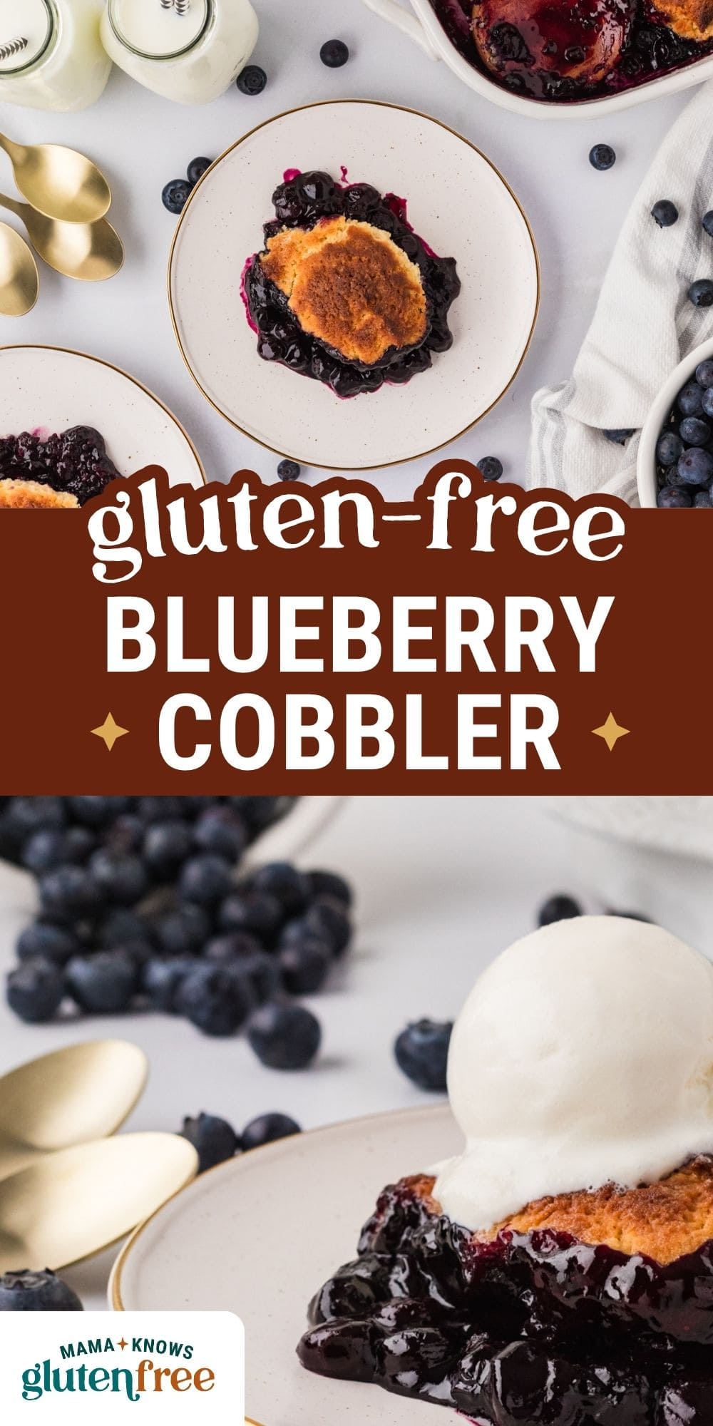 gluten free blueberry cobbler pin image